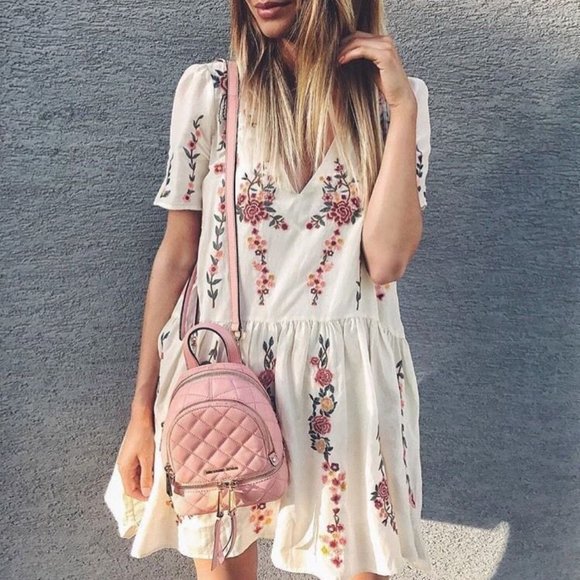 Zara Dresses & Skirts - Zara Floral Embroidered Flowing Dress